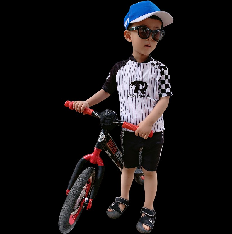 儿童骑行服夏季平衡车男女儿童短袖骑行服套装 速干透气赛事服装