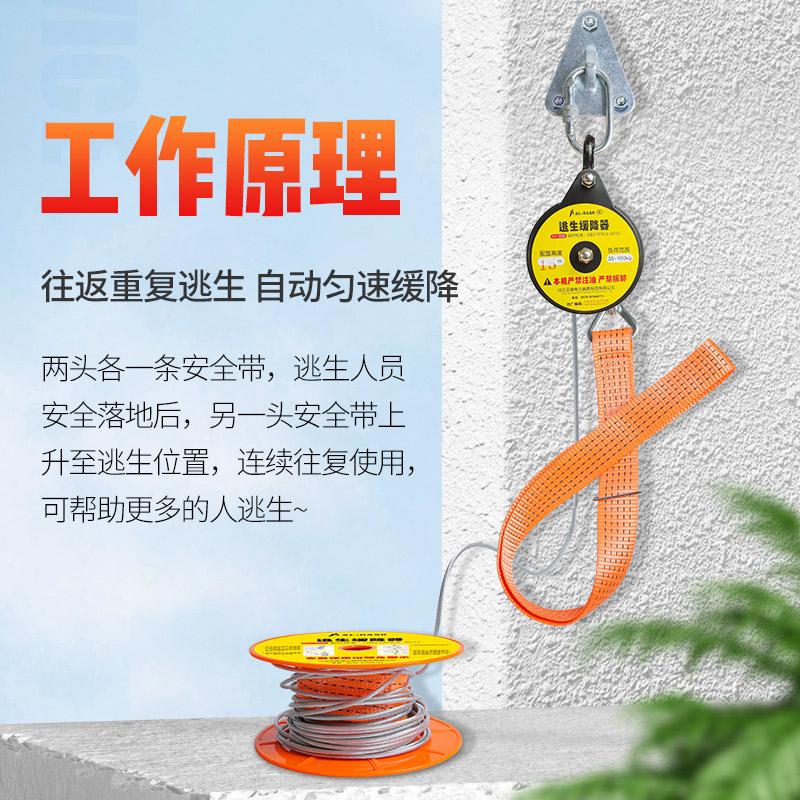 高层火灾逃生缓降器家用装备高楼速降绳下降器消防地震应急往复式