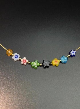 Vintage古着 Colorful daisies beads项链