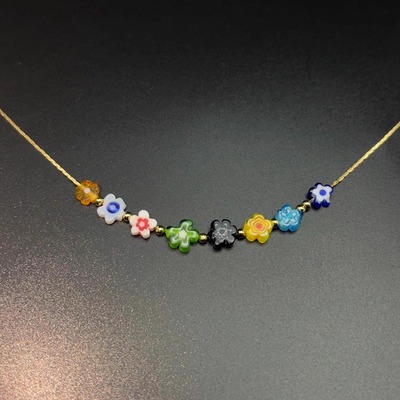 Vintage古着 Colorful daisies beads项链