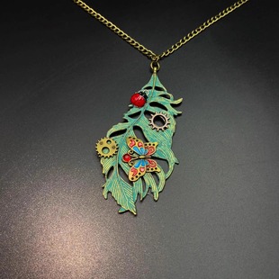 Vintage古着 Green feathers项链