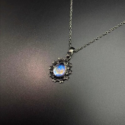 Vintage古著 Flower moonstone项链