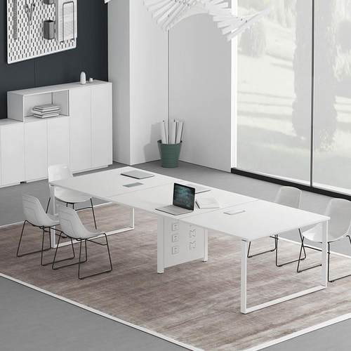 会议室长条桌长方形白色会议桌培训桌办公桌椅组合接待桌简约现代