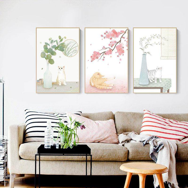 起贝 半日闲兔子 现代简约卡通萌系猫咪装饰画客厅儿童房墙壁挂画,家居饰品,现代装饰画,淘宝优惠券,粉丝福利购,淘宝优惠卷