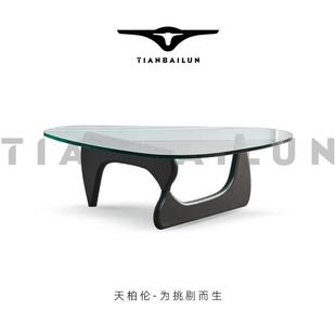 北欧野口勇茶几Noguch设计师款创意实木异形茶台轻奢覆古玻璃茶桌