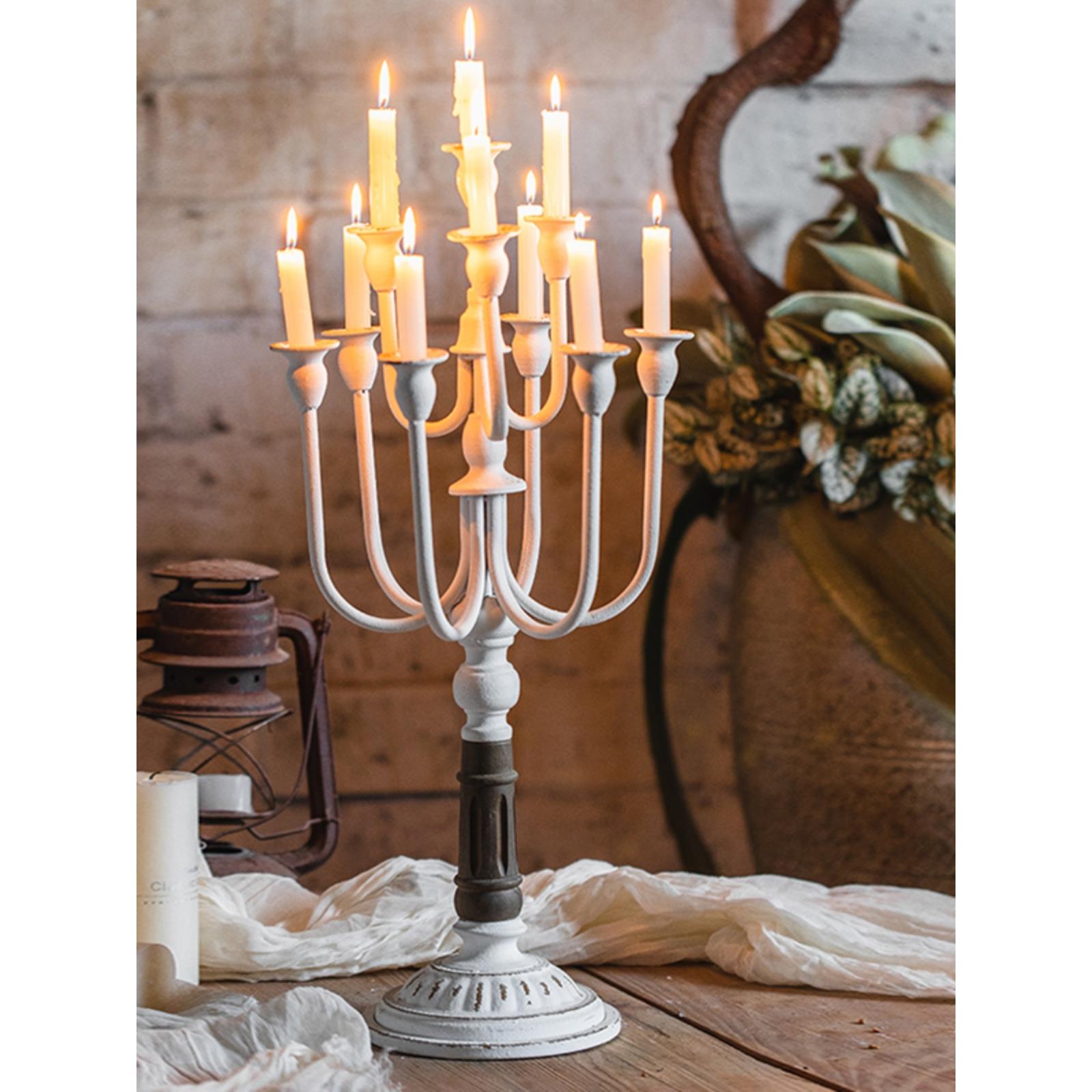 欧式覆古多头铁艺烛台情人节浪漫烛光晚餐装饰餐桌婚礼摄影摆件