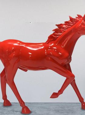 招财玻璃纤维大马雕塑酒店饭厅KTV开 业庆典树脂艺术装饰马落地摆