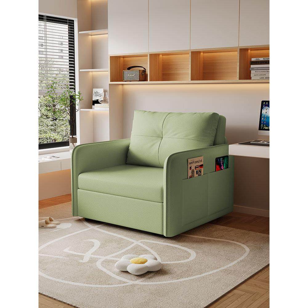 单人沙发床可折叠两用2025新款猫抓皮革阳台多功能客厅学习伸缩床