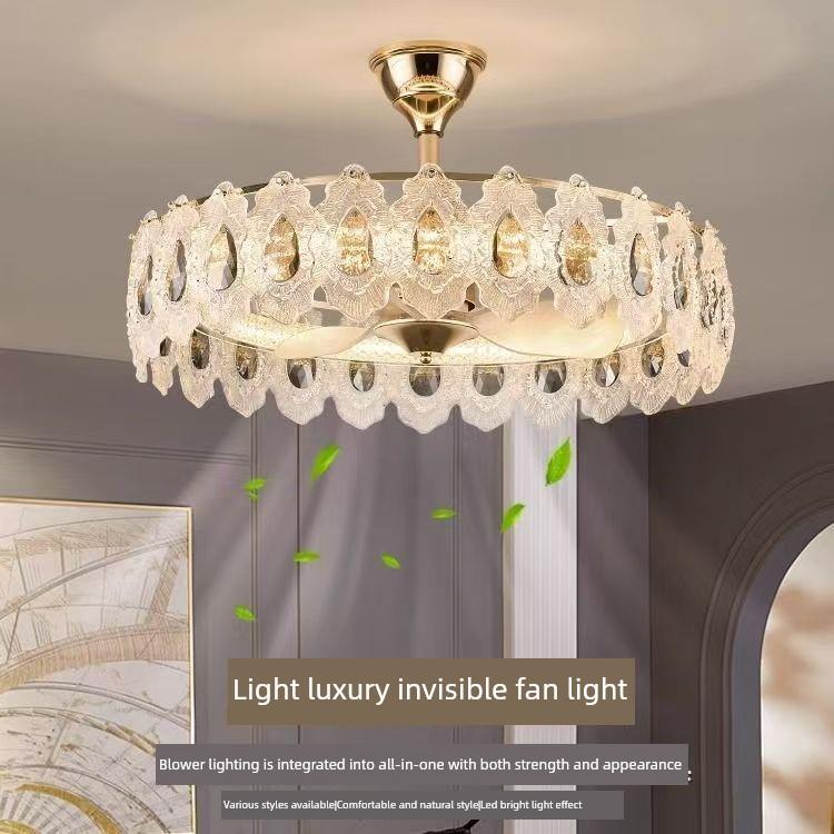 法式轻奢风扇灯2025新款客厅水晶吊灯现代卧室吸顶餐厅电风扇一体