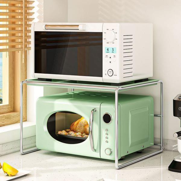厨房微波炉架子置物架烤箱一体家用置物架台面双层移动托盘收纳架