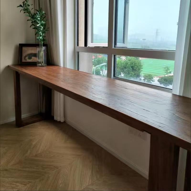 老榆木实木大板书桌电脑桌吧台桌茶桌学习桌长条桌靠窗休闲书桌