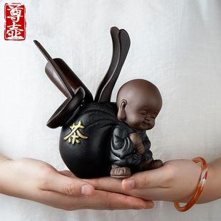 尊壶茶道六君子功夫茶具零配件黑檀实木家用茶勺茶夹茶针茶匙套装