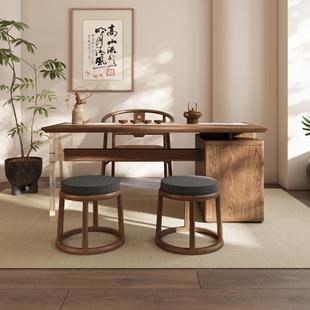 白蜡木茶桌椅组合阳台小户型茶台简约家用黑胡桃木泡茶家具 新中式