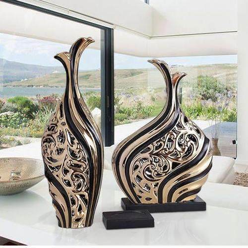 2025年新款酒柜摆件欧式艺术花瓶玄关创意陶瓷摆件客厅插花器现代