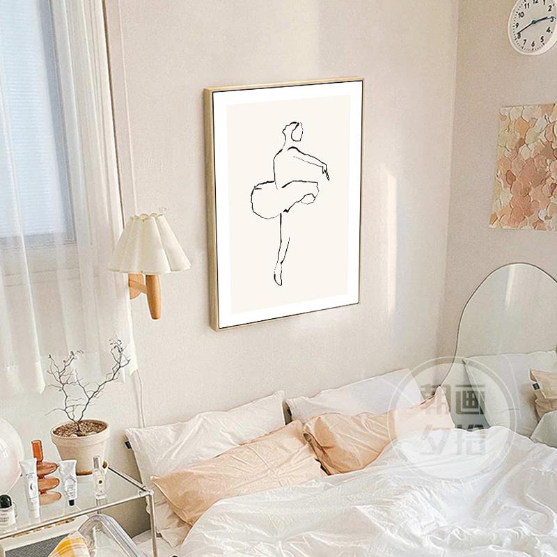 现代创意极简线 线条艺术芭蕾抽象人物装饰画 画北欧风格卧室饭厅