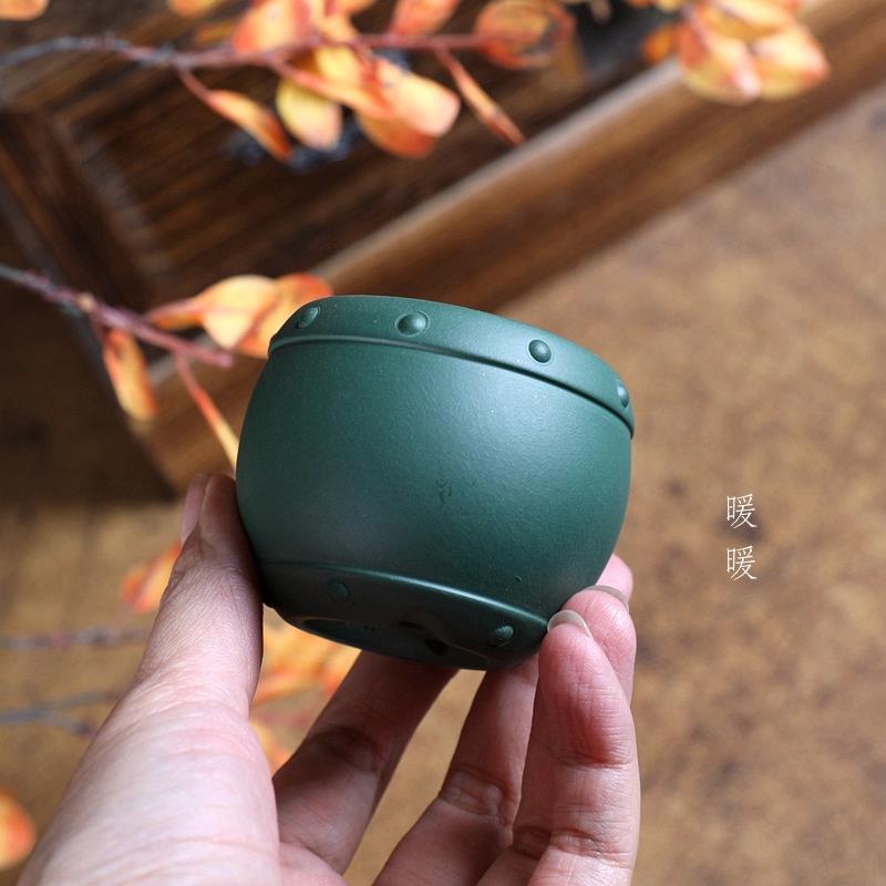 『鼓钉小小鼓-绿泥』暖暖精选紫砂迷你花盆盆景掌中宝盆多肉花盆