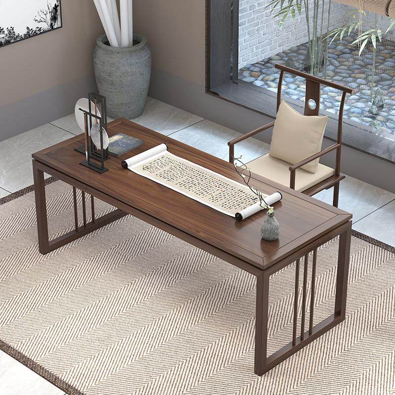 新中式实木胡桃色书桌老榆木书法桌禅意书画桌办公桌家用练字桌