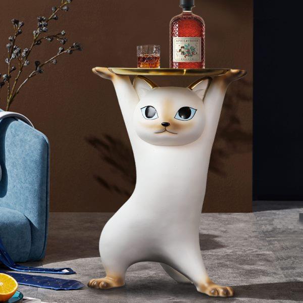 招财妖娆猫开业贺礼物乔迁新居客厅落地沙发旁大型装饰托盘大摆件