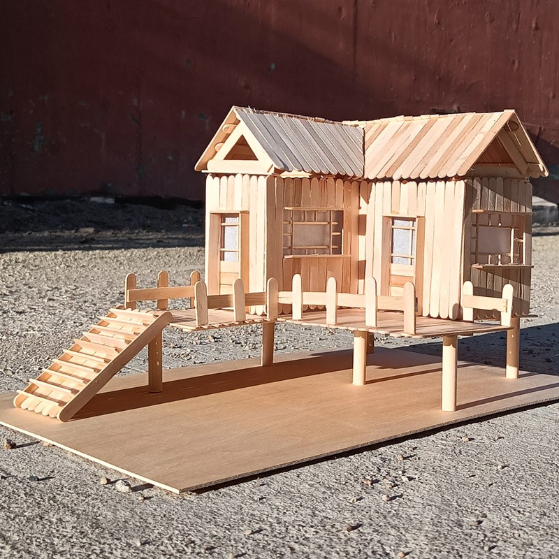 沙盘建筑模型立体构成雪糕棒木冰棍牙签圆棒房子diy手工制作材料
