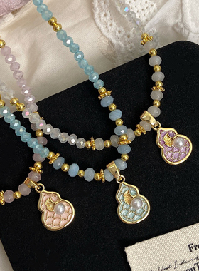 彩色葫芦吊坠锆石项链女滴油