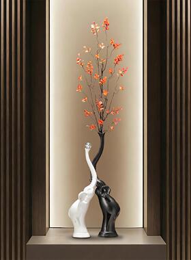 招财鹿入门玄关壁龛竖高花一摆1159双象件对级感家居客厅电视高柜