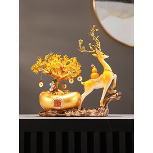 开QDA业礼祝家福元宝福树品装饰店口客厅福宝旺鹿饰入品