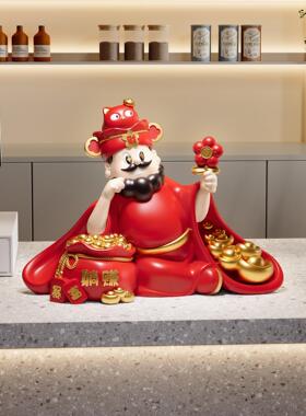 躺财神爷赚摆件开业礼物高档办公室店铺收气台大ICS招财桌面装银