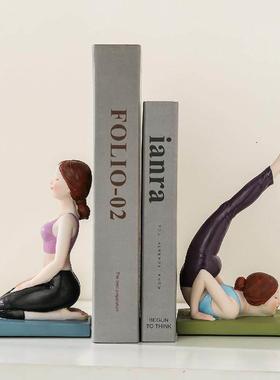 瑜伽女书挡摆件创轻奢客少厅家居WGO装饰品人物书意靠高感女孩书