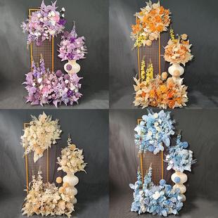 高端千ZGQ堂代加密婚庆彷真地排花婚礼背花景花婚兰礼T台路引绢装