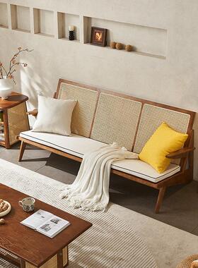 人北欧阳台藤椅靠背单中椅古实木编藤椅现代民73713宿休闲椅昌迪