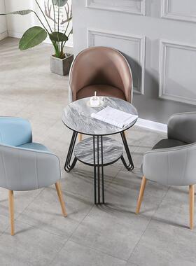 北欧约现代简家用革餐椅网客厅皮休B003闲桌椅组合咖啡厅红休息接