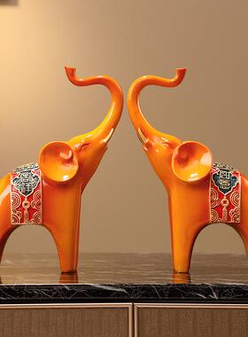 大象摆饰福玄发字财三树件套客厅电视柜酒柜轻奢高档关招财FW295