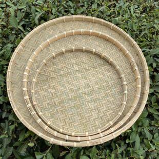 全竹青箕头青竹皮制品圆层竹手工竹皮簸竹筛竹藤编竹青编平底手工