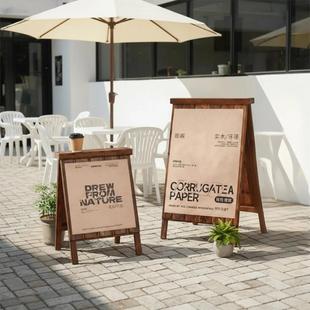 a字海报展架折叠双面咖啡店户展架防水防腐碳示外化木落地广告牌