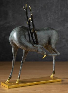 古铜官 铜鹿创意术摆件户玄关家居GTGML9装饰艺入品办桌乔迁公新