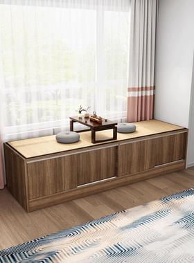 实木阳储柜物柜防晒飘34961窗柜地柜矮柜推拉门子台可坐收纳置物