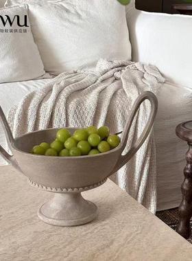 物软装齐法式中古风双QSO耳高水果盘摆艺件覆古术干 干果盘客脚厅