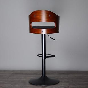 吧台椅降现代简约脚吧台凳子家用升高背靠收银前台实木欧式酒吧椅