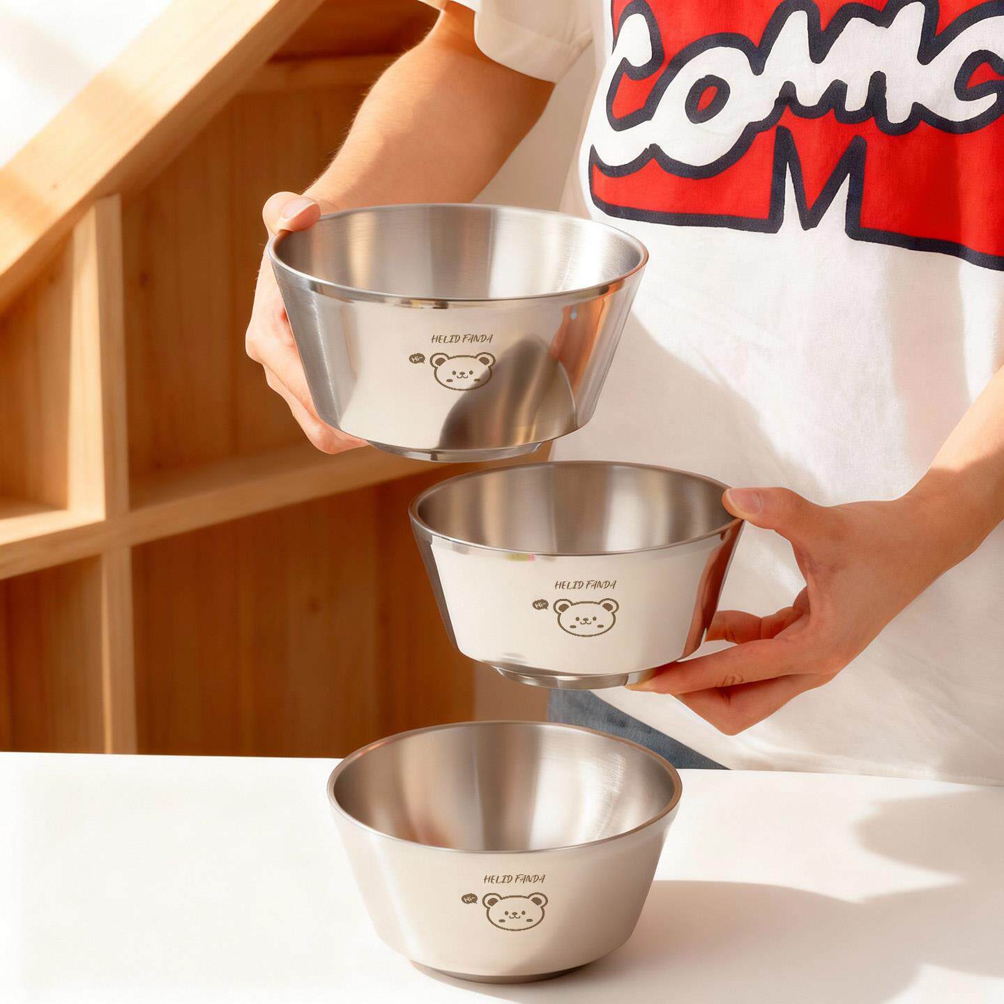 316L加防不锈钢碗家用儿A09456-X碗摔防烫食品级宝宝吃饭专用厚双