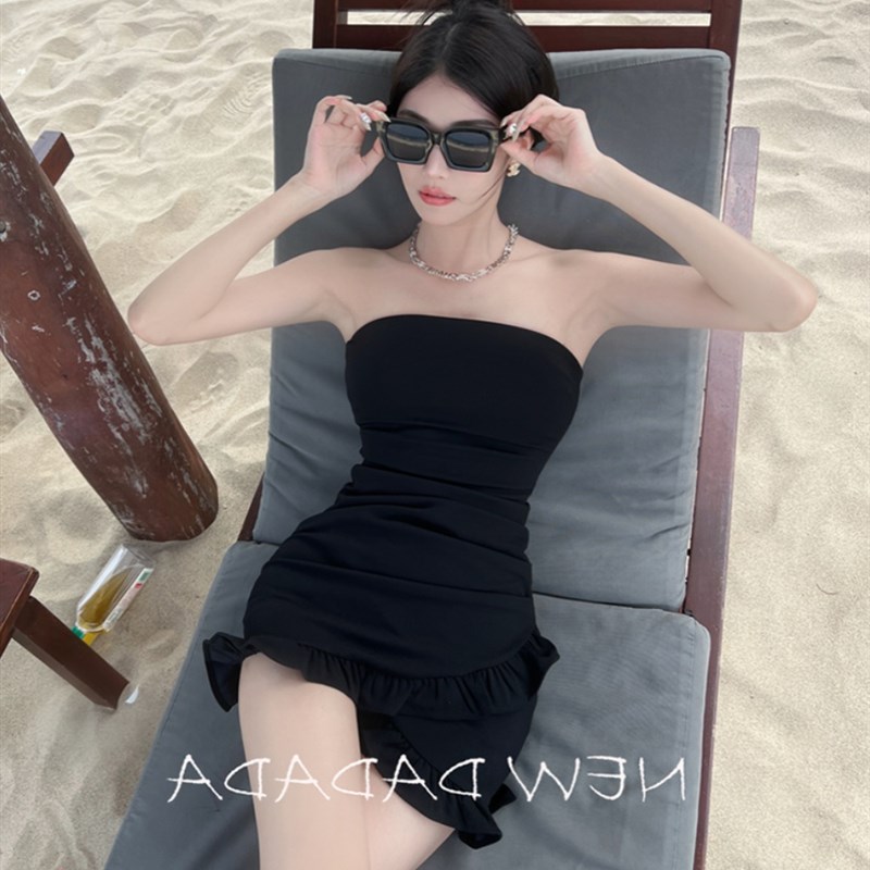 现货黑色鱼尾抹胸包臀裙紧身性感小个子技师工衣又甜又辣小众绝美