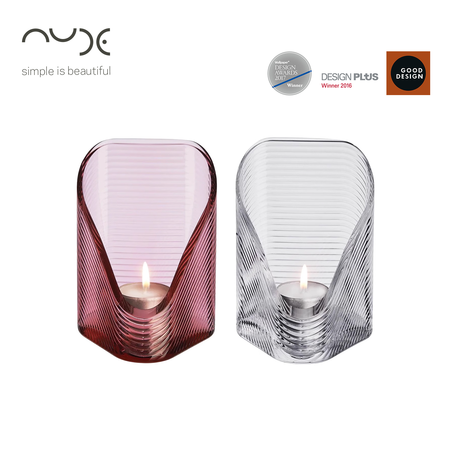 努德进口手工水晶玻璃烛台摆件