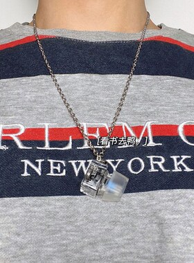 现货速发解压按键项链发光按键吊坠情侣项链 创意送闺蜜好友