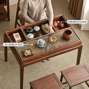 轻奢实木家用阳台收纳小茶台茶桌2025新款 新中式 高端客厅小型家用