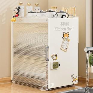 不锈钢碗柜碗碟收纳架沥水碗架家用厨房可抽拉放碗筷盘餐具收纳盒