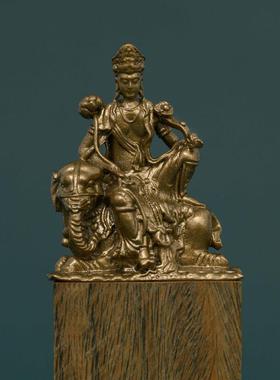 简修行白象普贤王如来文殊普贤佛像坐像黄铜像雕像精致迷你随身佛