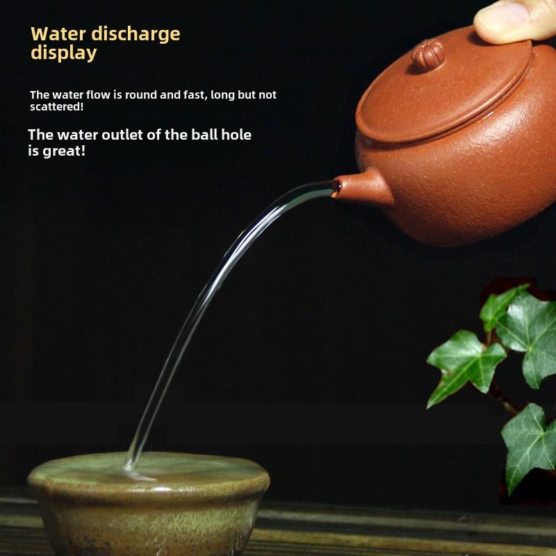 包邮宜兴紫砂壶茶壶吴海良原矿梨皮朱泥壶 170CC纯全手工球孔莲子