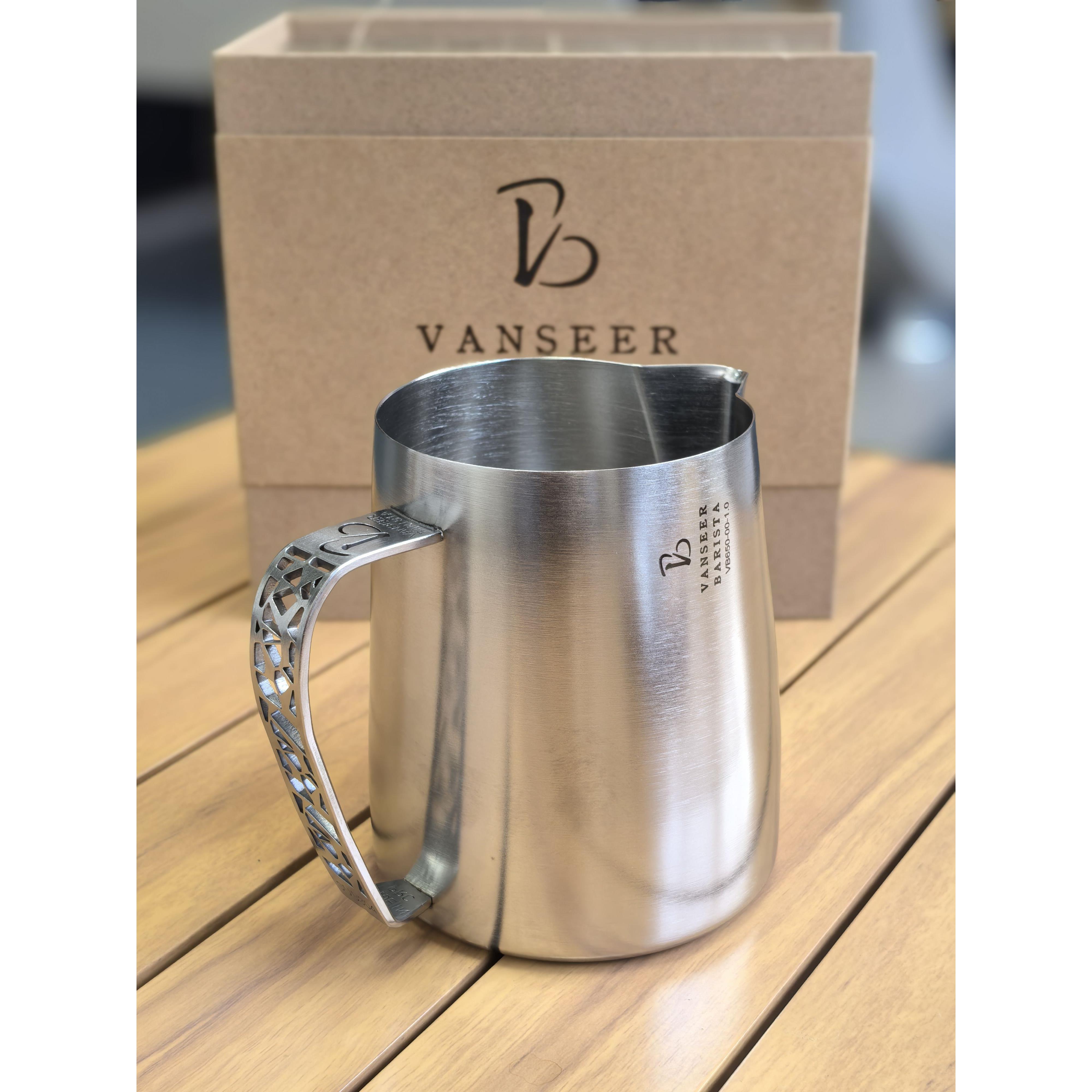 VanseerBarista雪花银压纹初学者不锈钢304拉花缸竞赛版拉花缸