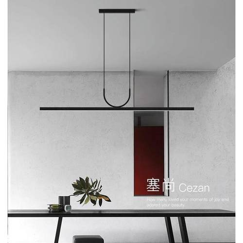 设计师饭厅吊灯2024新款现代简约餐桌灯意式极简家装吧台一字吊灯