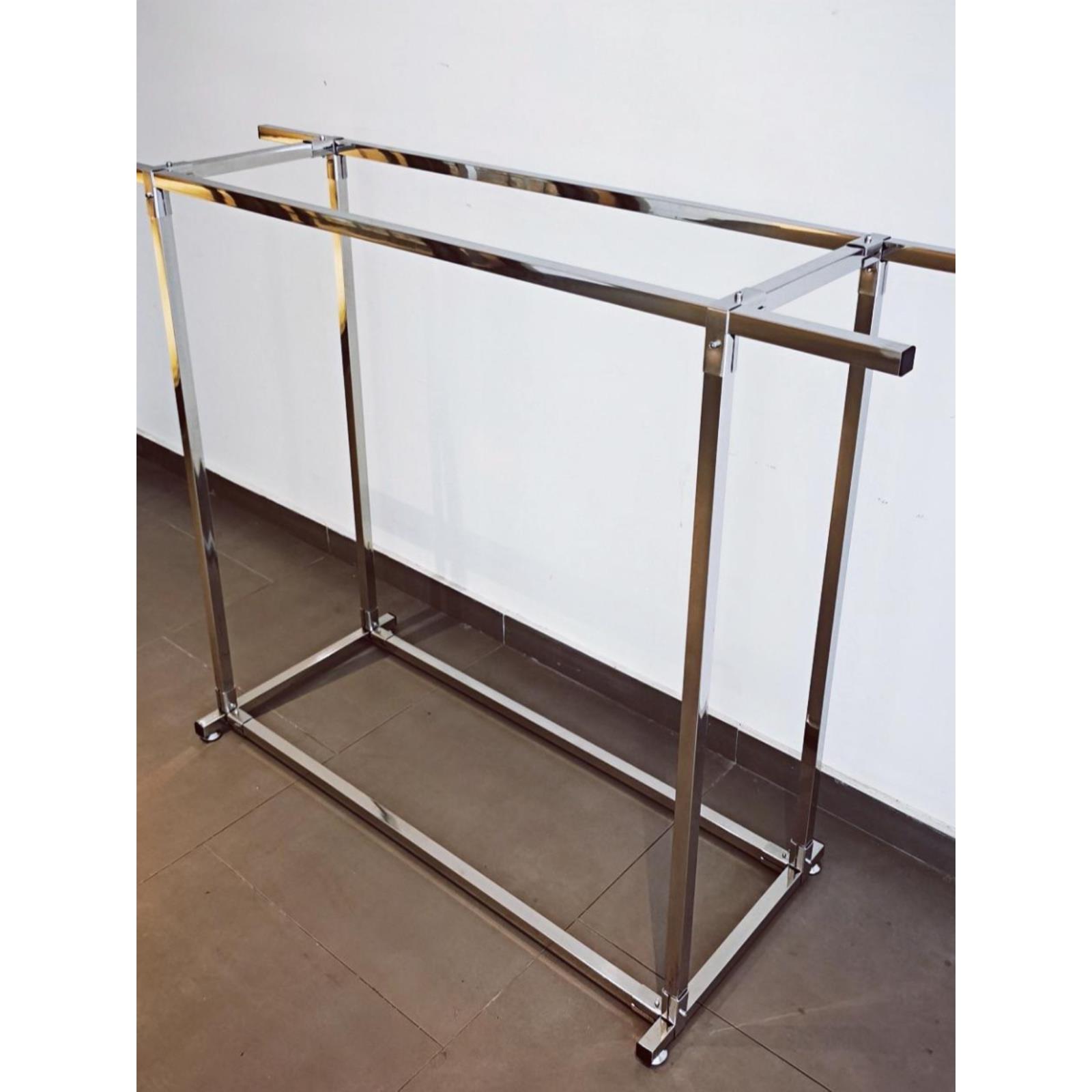 方管不锈钢落地家用阳台挂衣户外室外简易双杆水管凉衣晒被子