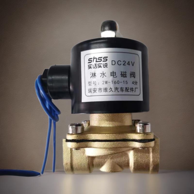 货车淋水电磁阀纯铜线圈24V 汽车淋水阀轮胎电磁式放水开关喷水阀